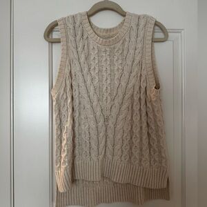 Nicole Miller Cable Knit Sleeveless Sweater - Beige